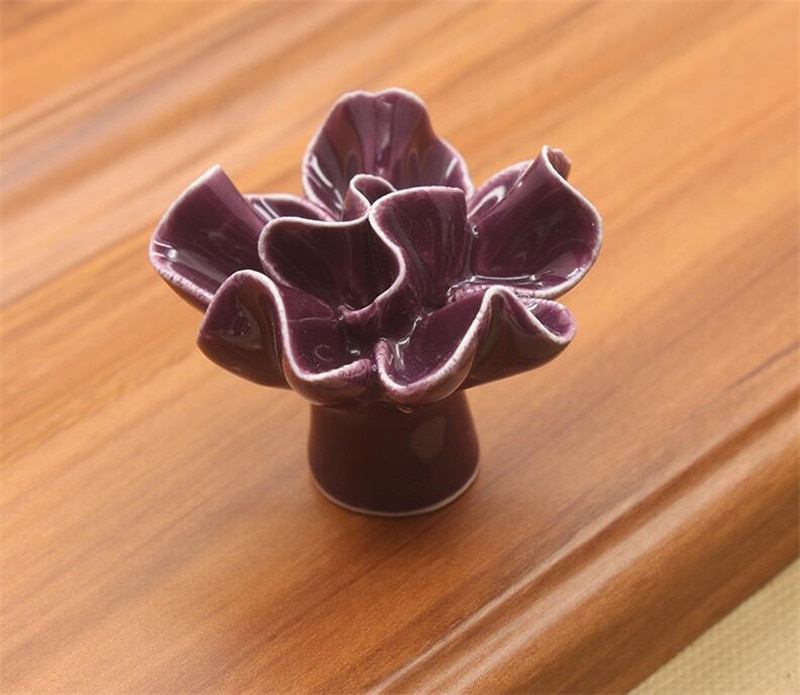 Boutons colorés pour meuble de fleurs en céramique de 40MM, poignées pour tirer de porte, placard, garde-robe, boutons de meubles
