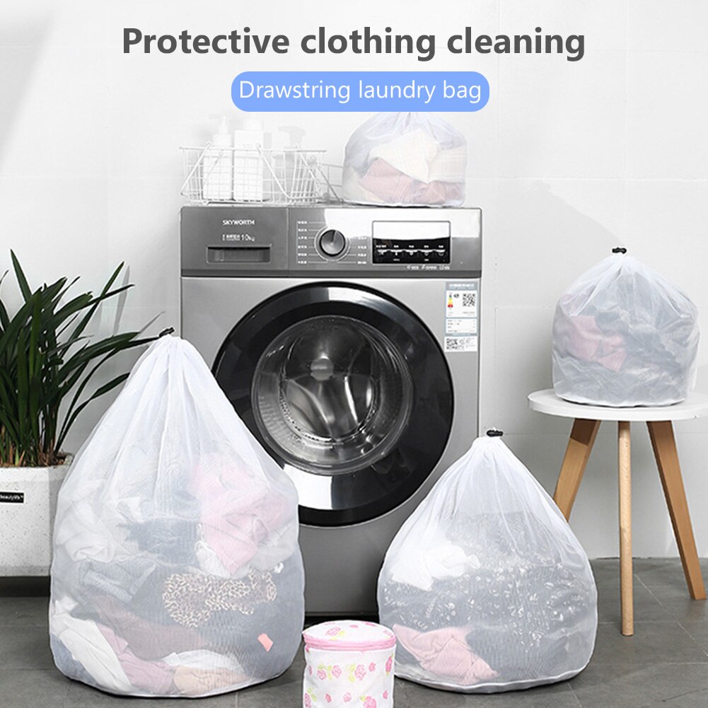 4 Size Washing Machine Laundry Bag Mesh Underwear Drawstring Bra Socks Wash Foldable Dirty Capacity Clothes Storage Household