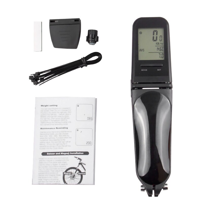 Draadloze Fiets Computer Met Stuurpen Lichtgevende Mtb Stuur Snelheidsmeter Lcd-scherm Racefiets Stopwatch Fietsen Kilometerteller