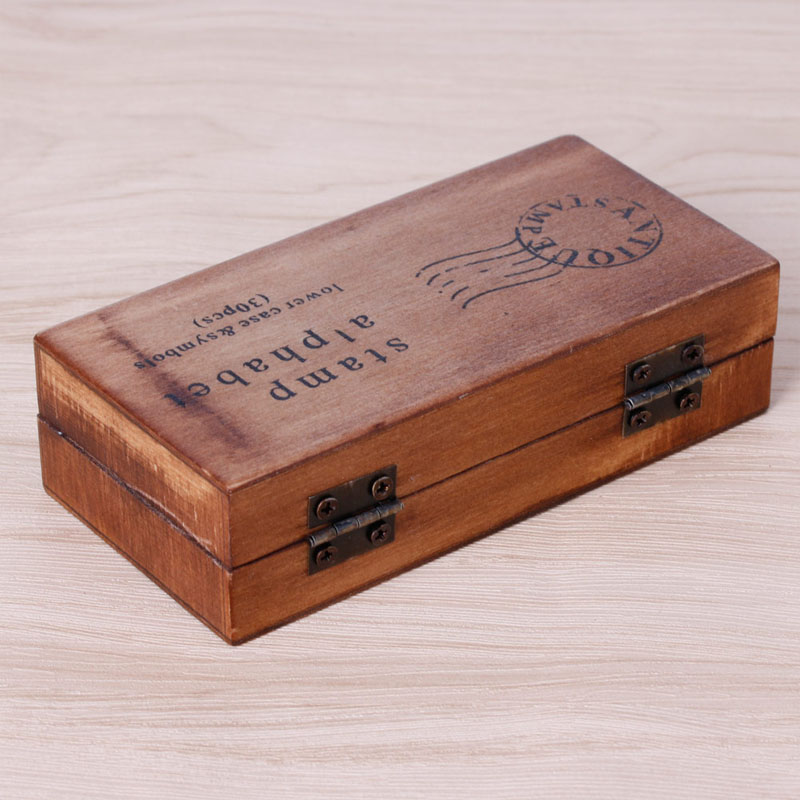 Juego de sellos de goma de madera, letras del alfabeto Retro, mayúsculas, minúsculas, para manualidades, 30 Uds.