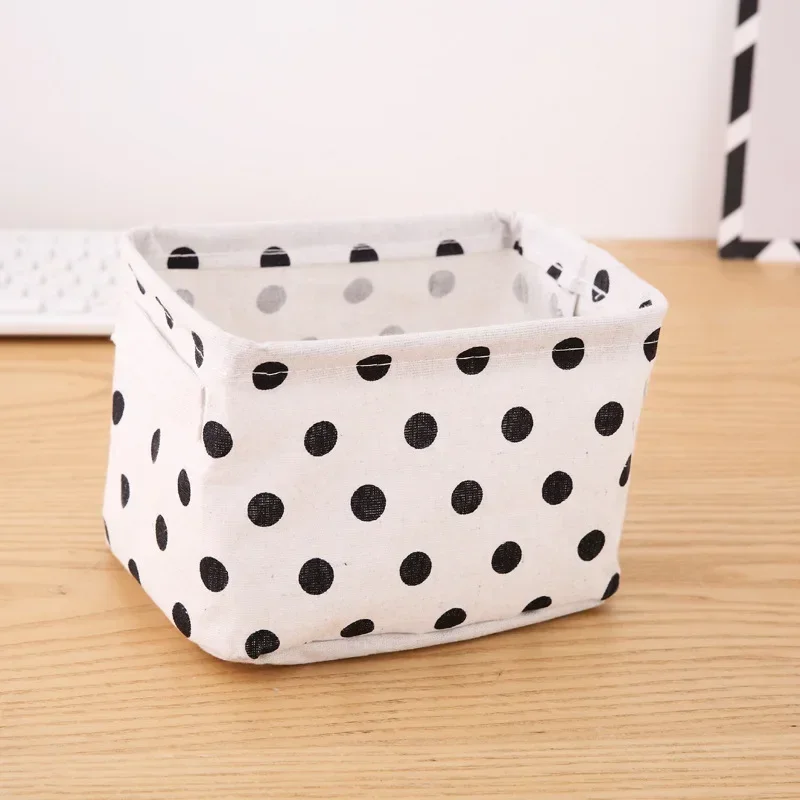 Waterproof Linen Storage Basket for Toys, Sundries, Cosmetics, Underwear and Office Stationery, Desktop Storage Organizer: plum