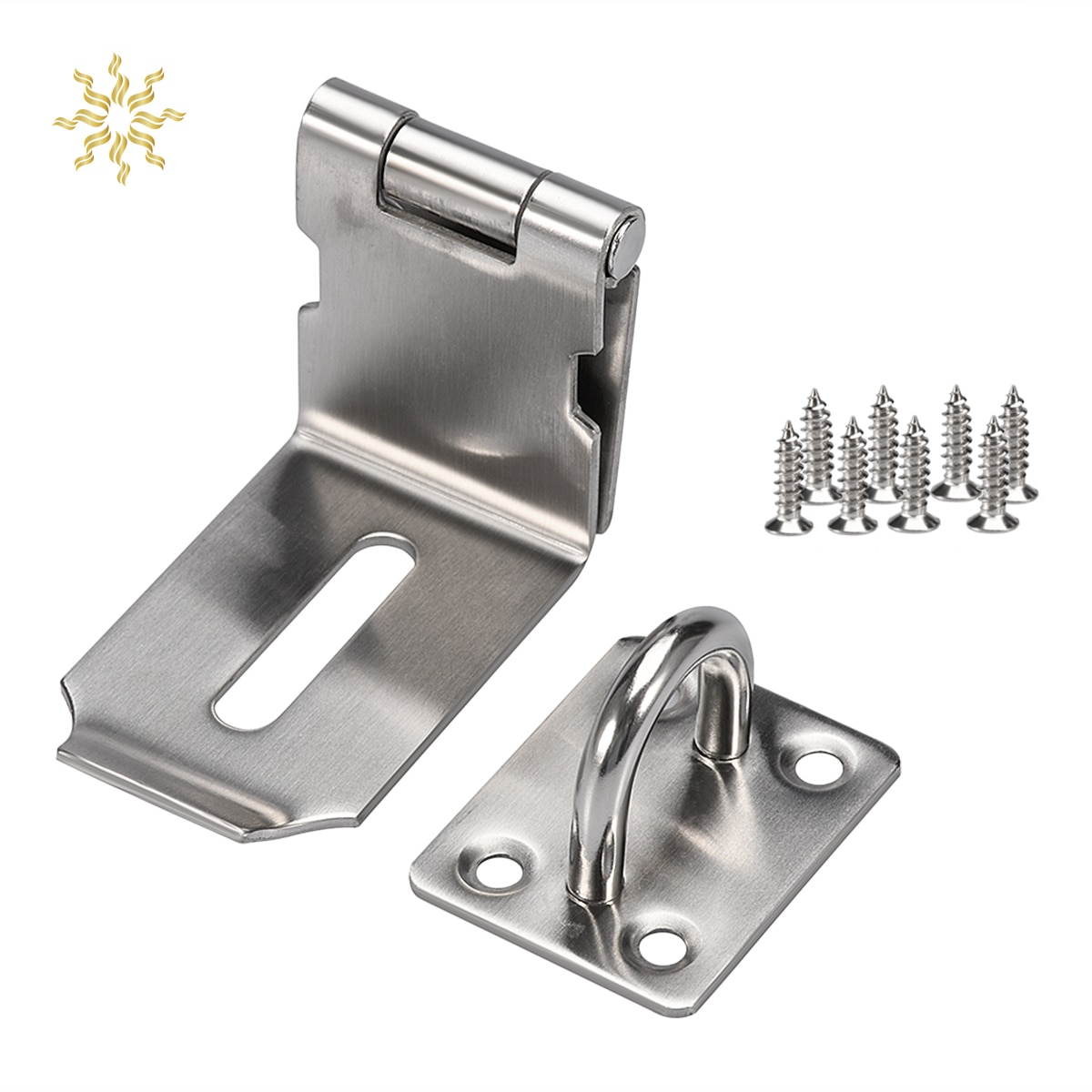 Durable Stainless Steel Hasp Latch And Staple Gate Anti-theft Door Shed Latch Lock For Padlock Household Safety 90 Degree K802