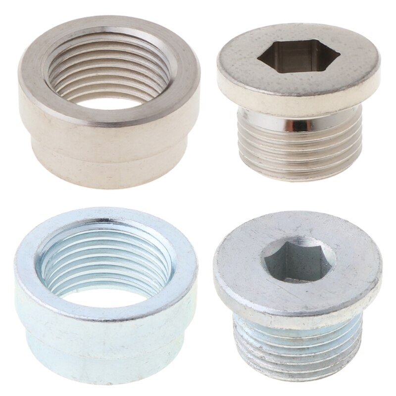 2 Stks/set O2 Zuurstof Sensor Weld Op Bung & Plug Wideband Moer & Cap Kit Stapte Moer Adapter A0NE