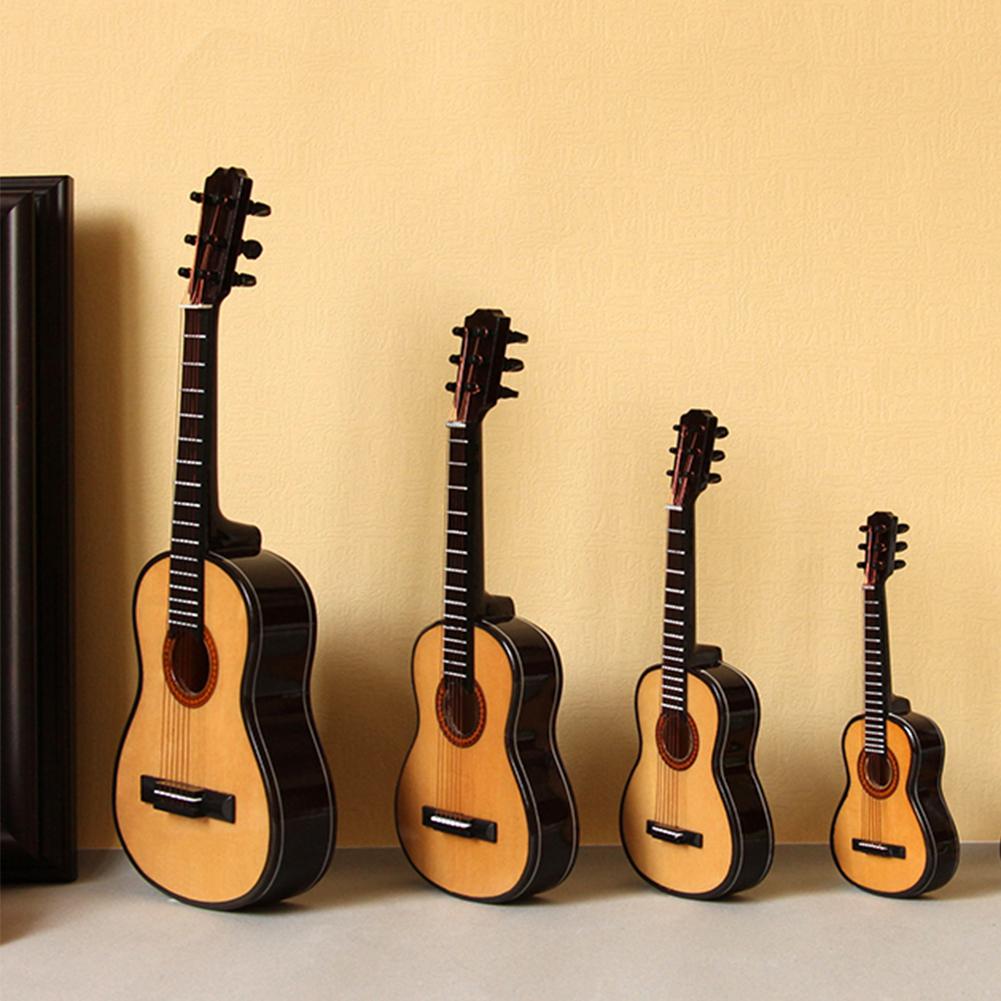 Mini klassisk guitar miniature model træ mini musikinstrument model bord dekoration ornament med kasse beslag stander