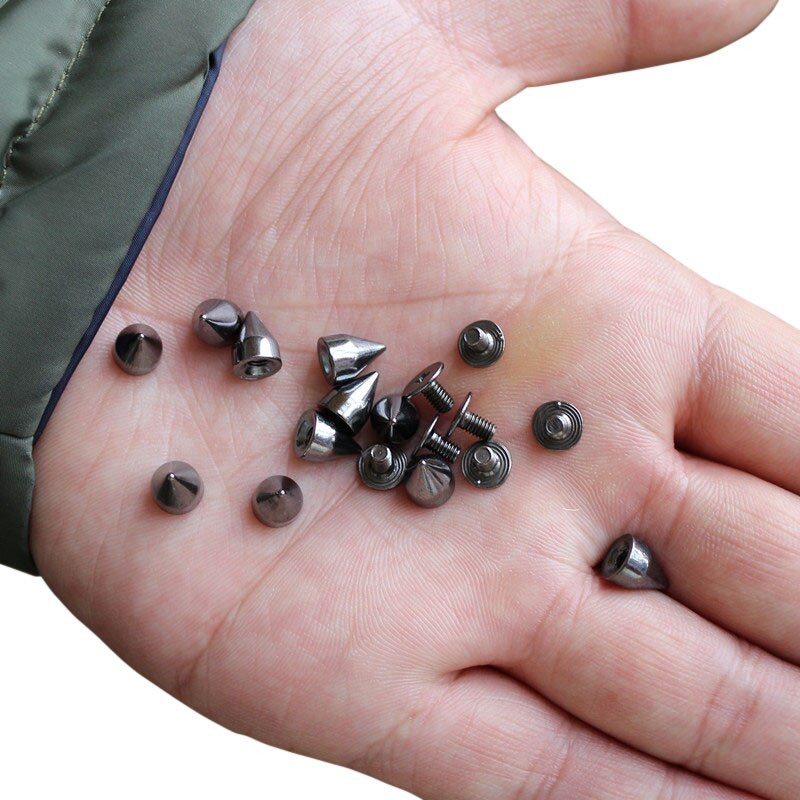 50 PC Spikes Kegel Nieten Bekleidungs Schraube Nieten Leathercraft DIY Felsen Kühlen Punk Kleidung Zubehör Schraube Niet Nagel Nieten: Schwarz