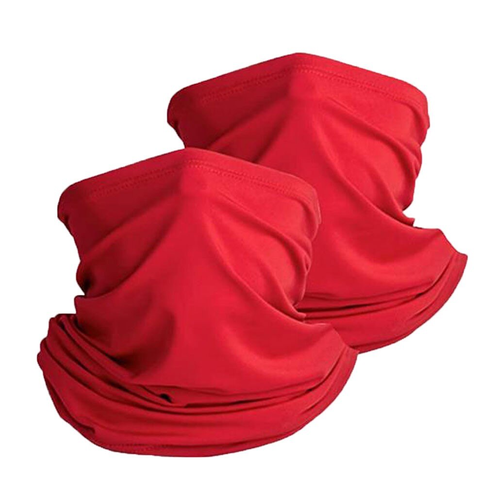 2PCS Multifunctional Tube Scarves Anti Virus Cool Bicycle Neck Gaiter Elastic Black Half Face Cover Shild Mask Headband Bandana: Red 
