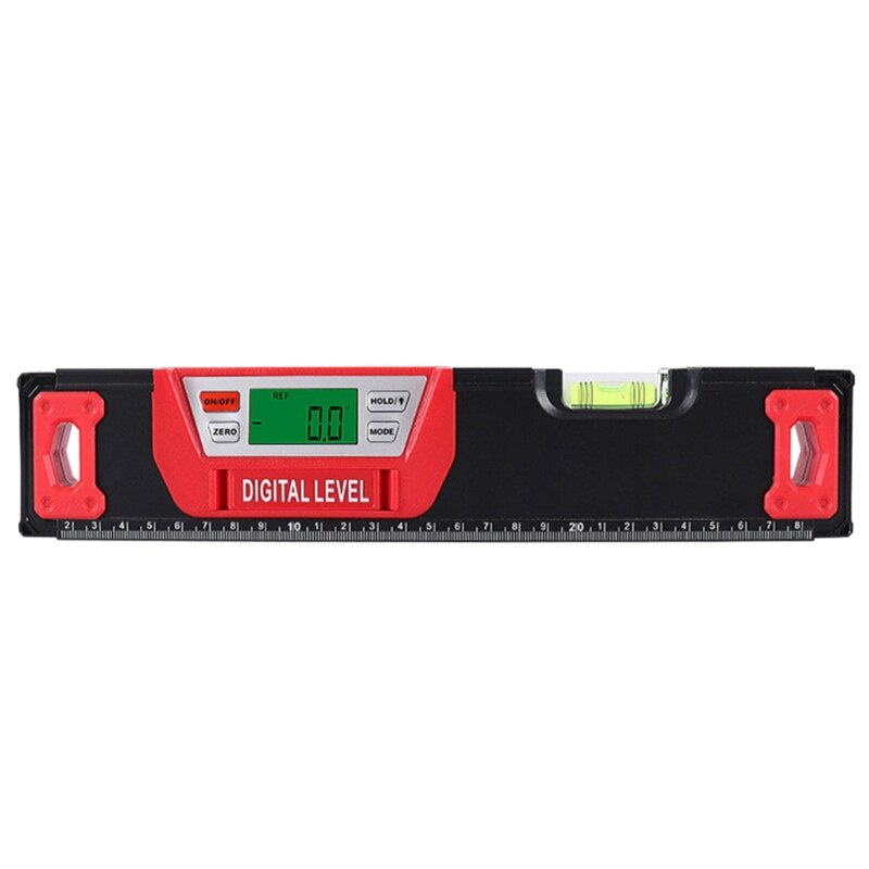 066E Spirit Level Ruler Inclinometer Aluminum Alloy Magnetic Level Ruler High Precision Bubble LED Display Electronic Level: 30cm