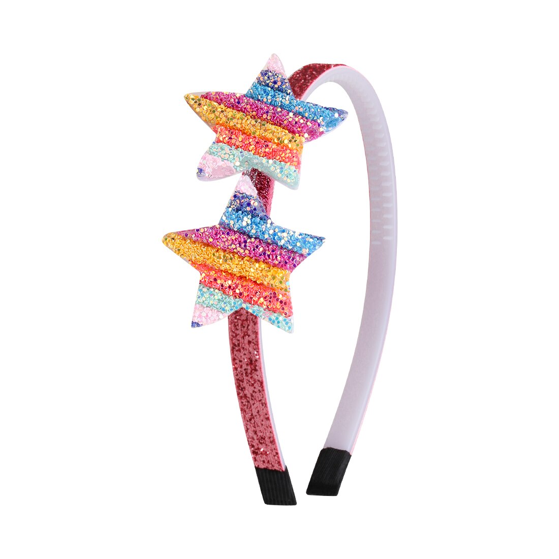 1 Pza niñas diademas de purpurina niños tierna diadema Color arcoíris flor forma de estrella y corazón brillante mujeres accesorios para el cabello: 2