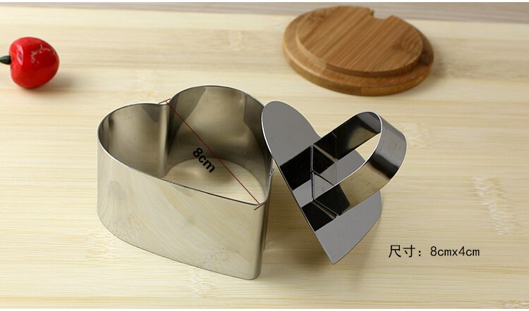 Mousse cake mold Silver Stainless Steel Tiramisu cheese Fondant Cake Decorating Tools Ring Slicer Cutter DIY Baking Cooking Tool: Love