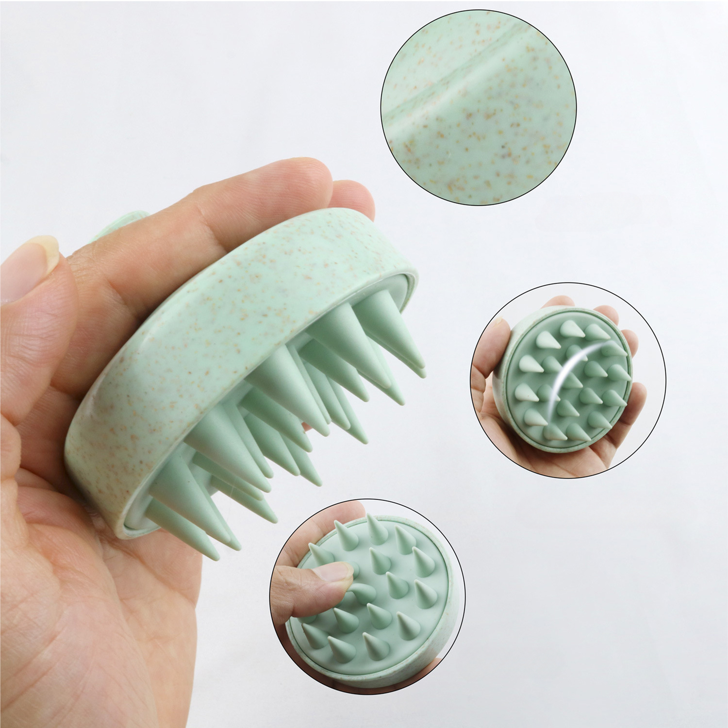 Brosse de lavage de cheveux en Silicone, paille de blé, brosse de lavage de cheveux en Silicone, brosse de tête du cuir chevelu, arrêt des démangeaisons, peigne à gratter, ensemble de coiffure