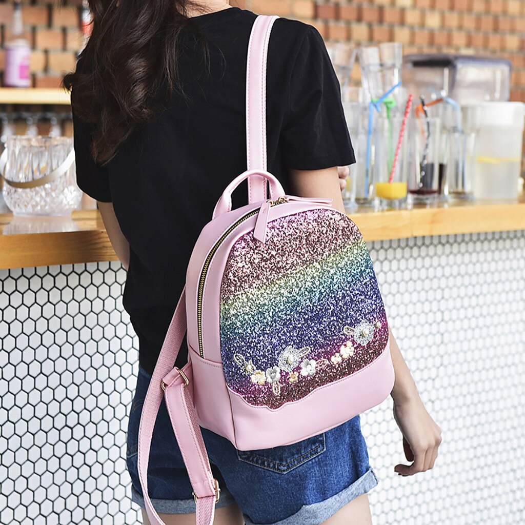 Glitter Backpack Women Sequins Knapsack Teenage Girls Rucksack Female Gold Black School Sequin Bag Casual travel