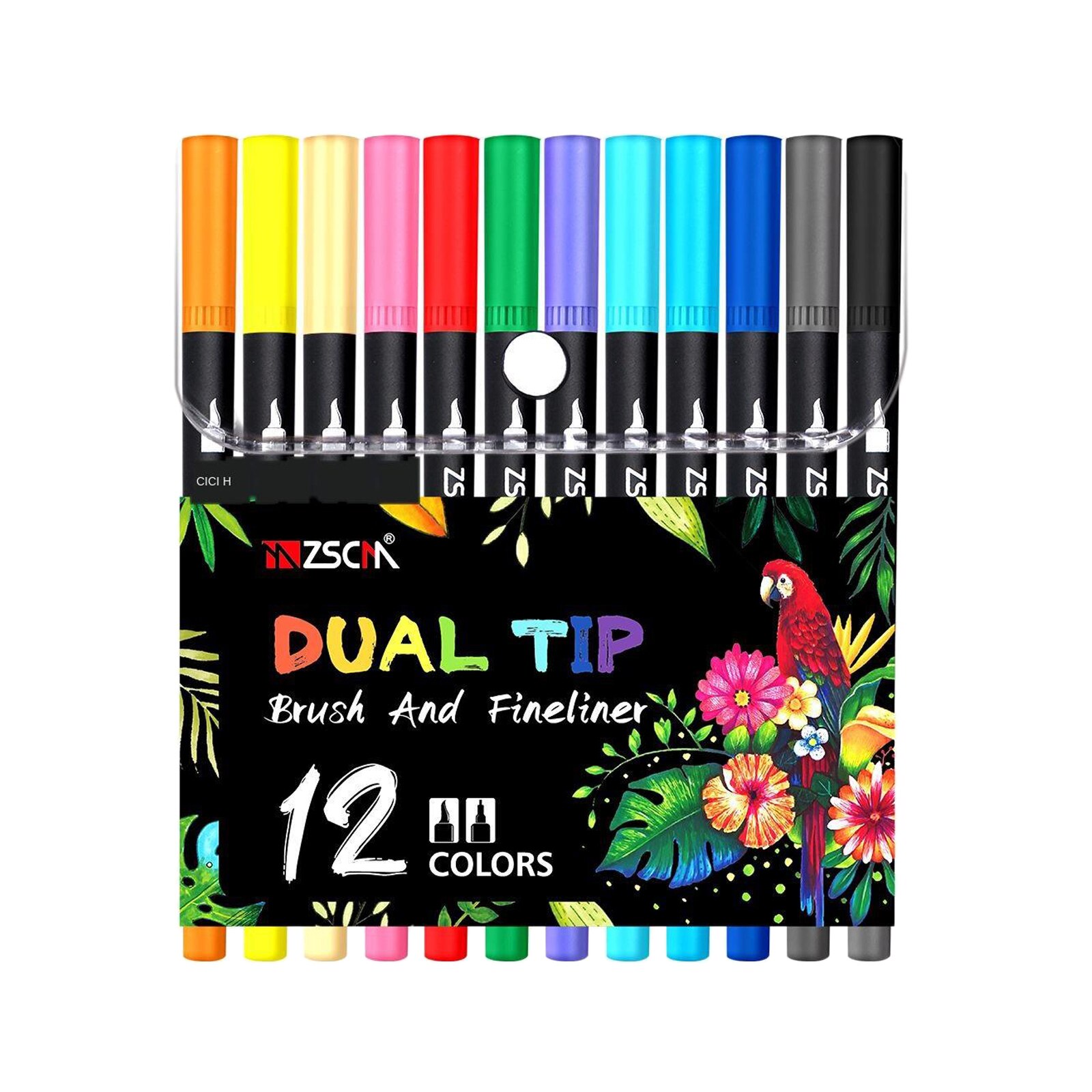 12 Kleuren Dual Borstel Gekleurde Pennen Art Markers Fine & Borstel Getipt Markers Set