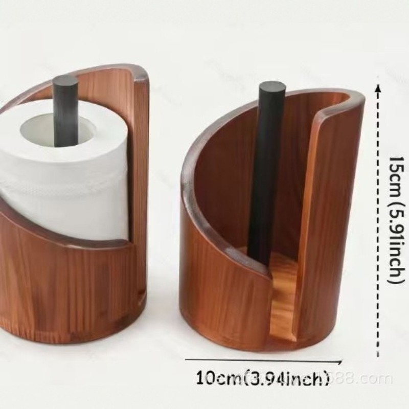 Portarotolo in Legno, Contenitore per Carta Igienica, Decorazione da Scrivania per Soggiorno, Camera da Letto, Ristorante, Casa, Stile Semplice