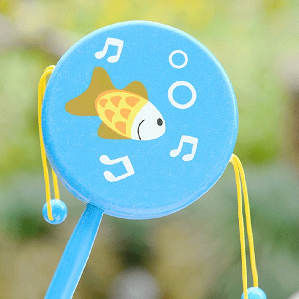 1pc chińskie tradycyjne drewniana grzechotka bęben wirować zabawki dla dziecka dzieci kreskówka uśmiech muzyczny dzwonek ręczny instrument muzyczny dla dzieci zabawka