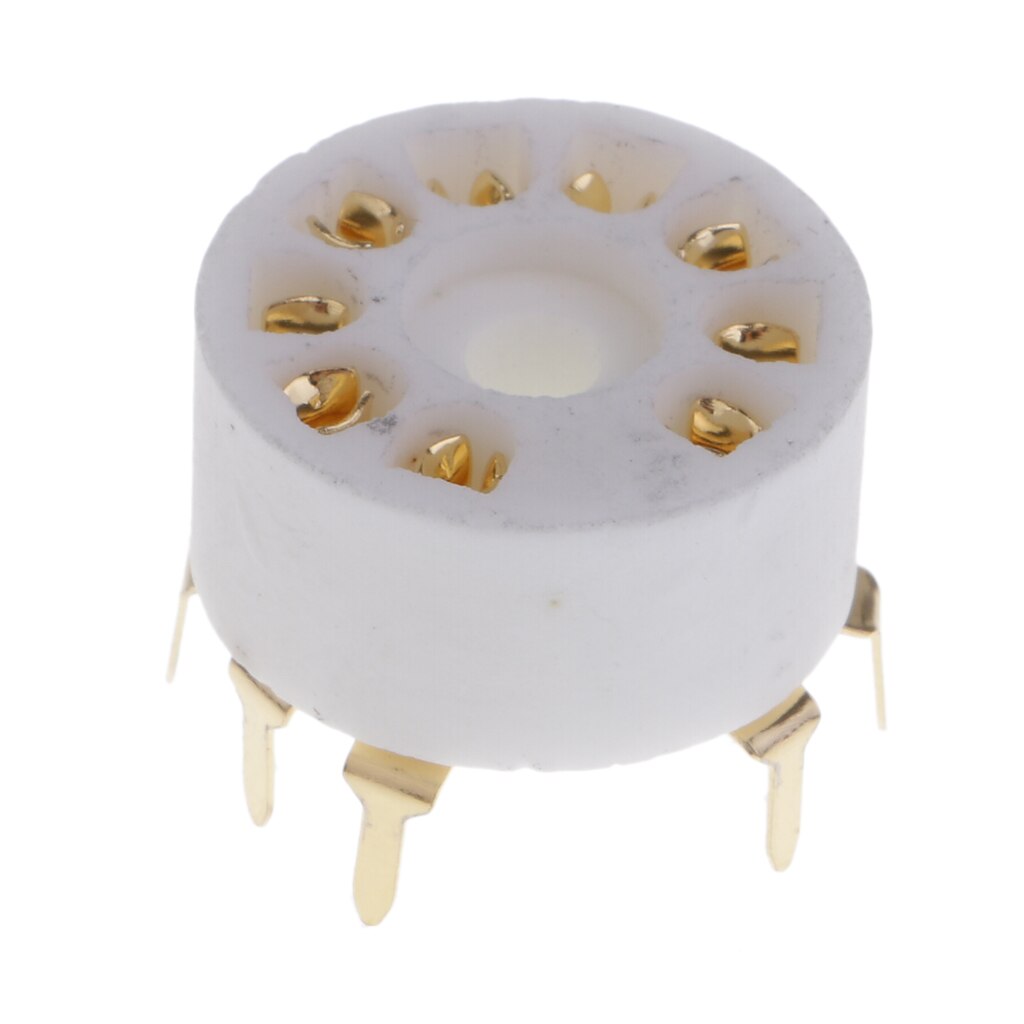 White Ceramics Gold Plated 9-pin Tube Socket GZC9-A-G Vacuum Tube Saver Base