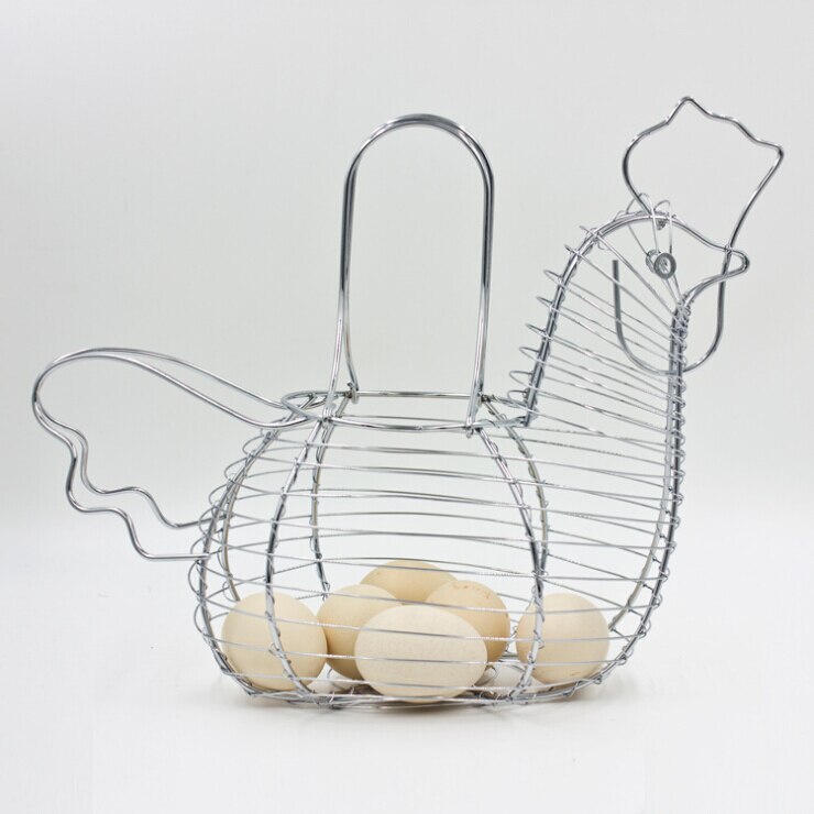 Panier à œufs de poulet en forme de poule, tout , grand fil métallique, rangement des œufs de cuisine