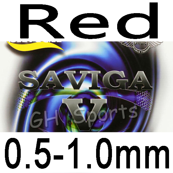 Saviga V Lange Pips-Out Tafeltennis Pingpong Rubber Met Spons: Red 0.5-1.0mm