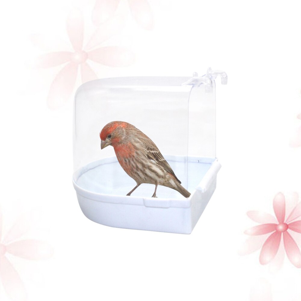 Caged Bird Bath Multi Cage Bird Bath Covered for Small Brids Canary Budgies Parrot (White)