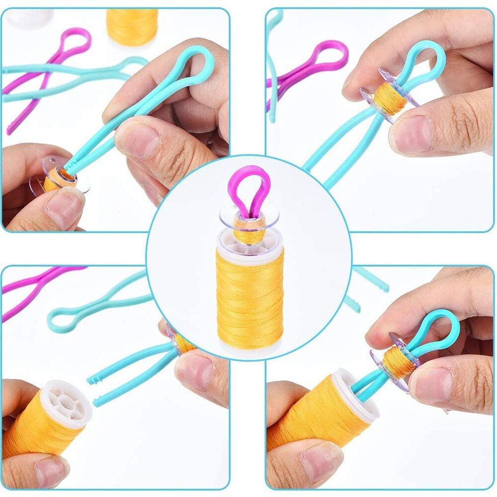 30Pcs 4 Kleuren Plastic Spoel Draad Houders Draad Spoel Clips Klemmen Voor Diy Klossen Borduurgaren Spoelen Organiseren