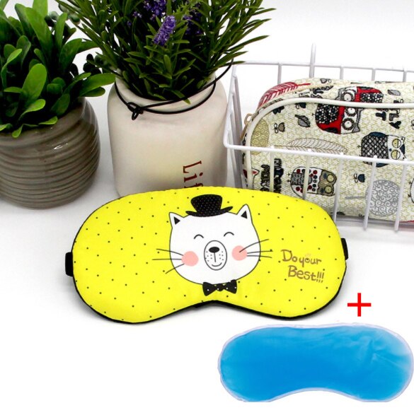 Bomuld blød øjenhjælp sovemaske med behagelig is kompress gel rejsehvile fest øjenskygge cover bind for øjnene unisex kvinder mænd: 16