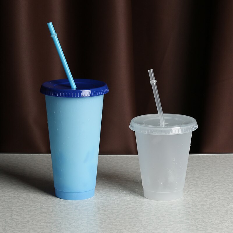 Återanvändbara koppar plasttumlare med lock transparent halmkopp jul 700ml miljövänligt underlättar ditt hemliv