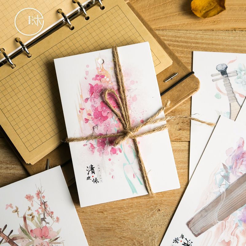 30Sheets/Set Chinese Watercolor Aesthetic Series Postcard/Greeting Card/Message Card/Birthday Letter Envelope Card