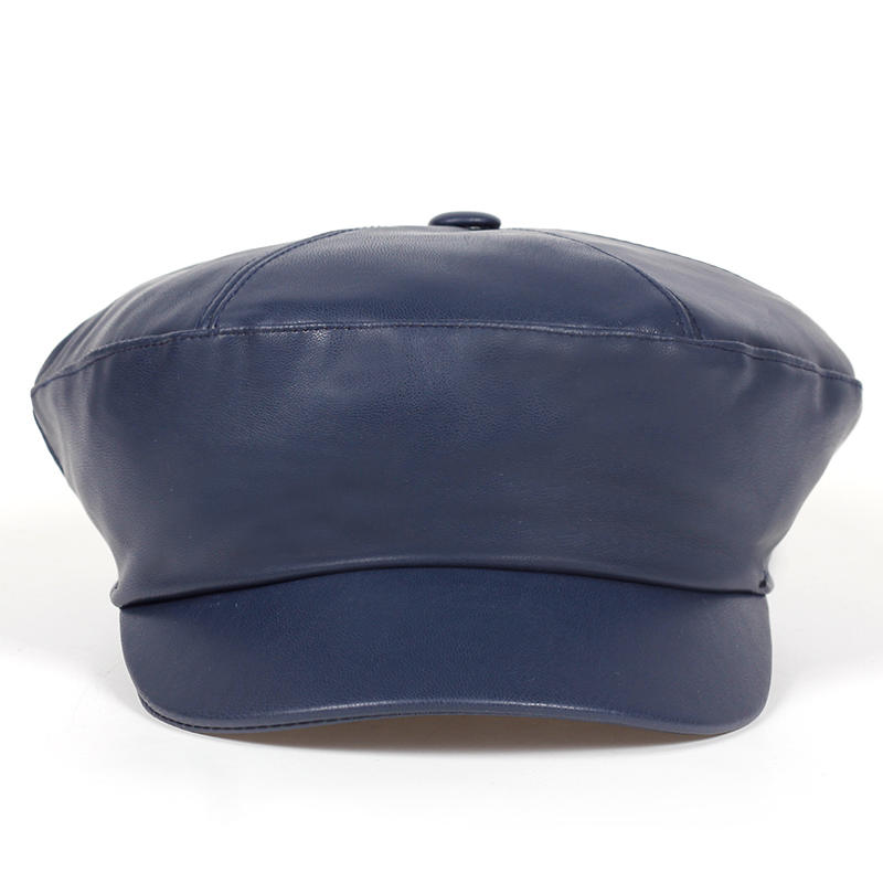 Gorros de piel sintética de para hombre y mujer, Boina negra, para primavera, Otoño e Invierno: Azul