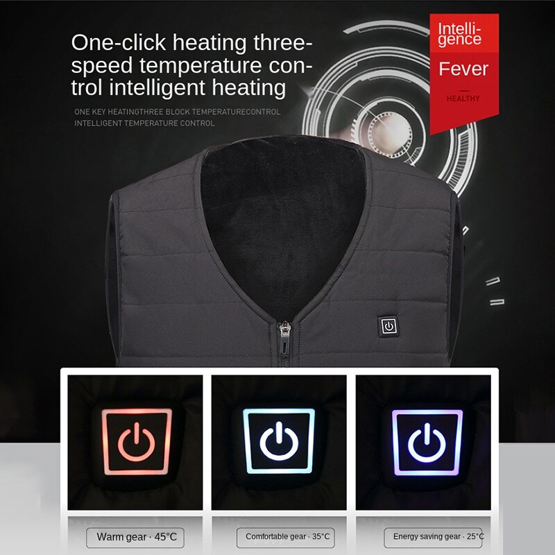 Intelligent Electric Heating Vest Heatable Clothes Three Zone Winter Warm Jackets Heated Vest USB Charging Heating Vest
