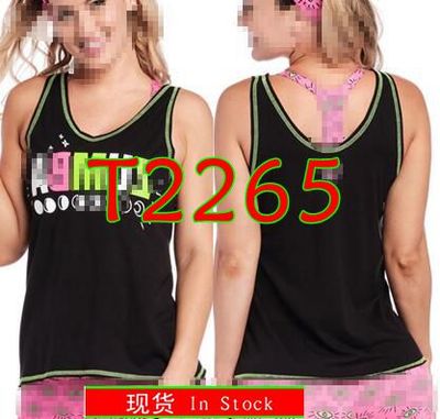 FIT FUNKY Womens Knitted cotton clothes zum fitness clothes tshirt tops vest tank Open Back Tshirt T2265: t2265 black / L