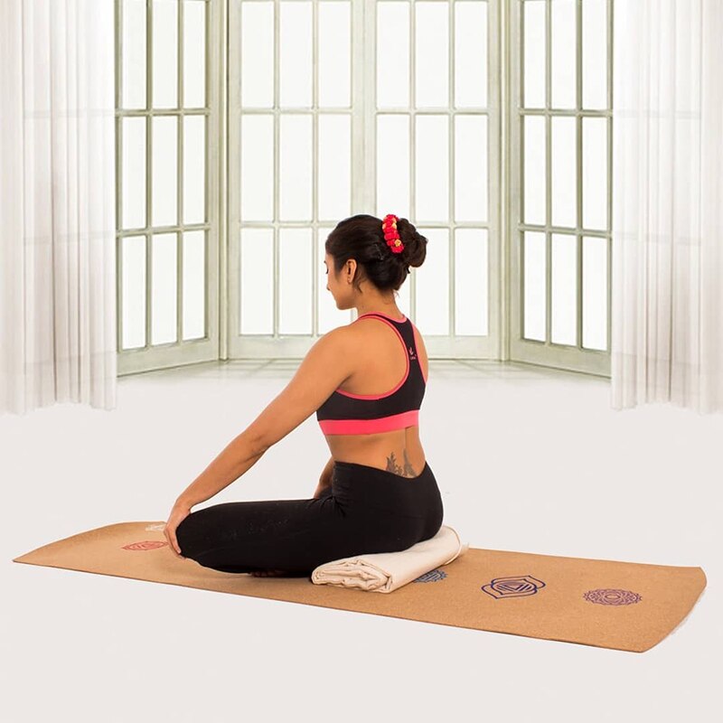 Chakra Cork Yoga Mat - 183x68cm - 5mm Thick - TPE Cork - Non-Slip - Eco-Friendly