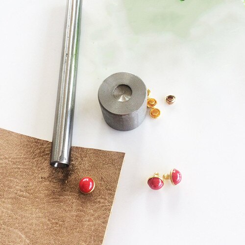 Clou de Collision pour chaussures en cuir | Perle, bouchon de champignons, Rivets clou de goujon, sacs ceinture vêtement déco avec outil à main 100mm: red