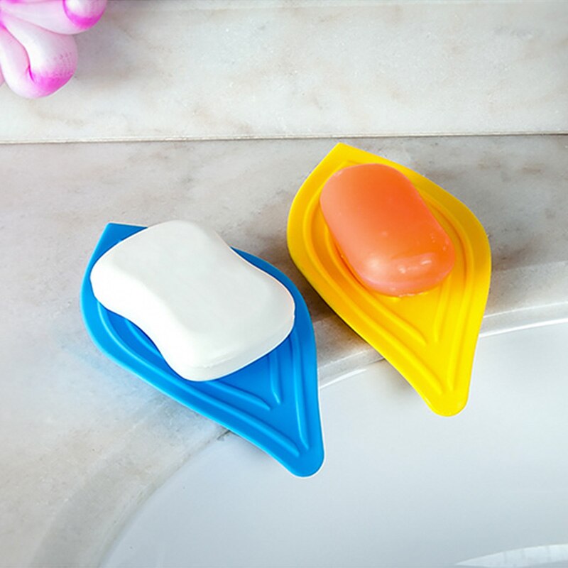 Farverig bladform sæbeholder skridsikker sæbeboks toilet brusebad dræningsstativ badeværelse gadgets sæbeskål sæbeskuffeholder