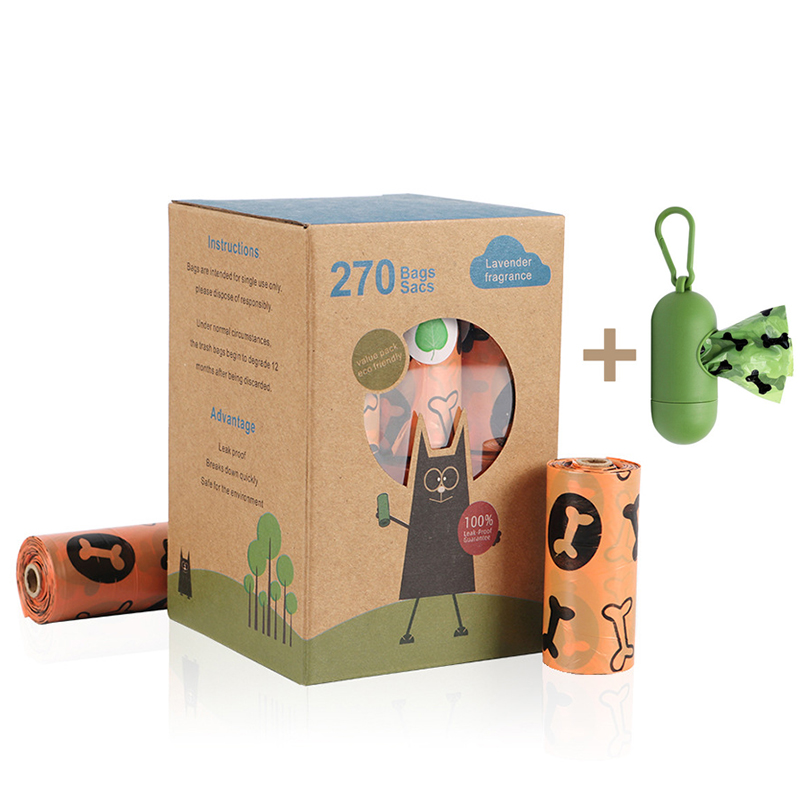 Dog Poop Garbage Bag Clean Box Waste Poop Bags for Pet Leash Toilet Pick up Tools Pet Accessories Disposal Outdoor Degradation: Orange 18 rolls