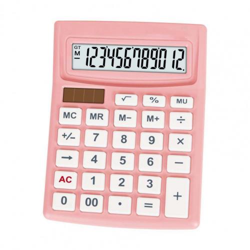 Calculator LCD Display Large Button ABS Solar Digit Handheld Calculator for Home: Pink