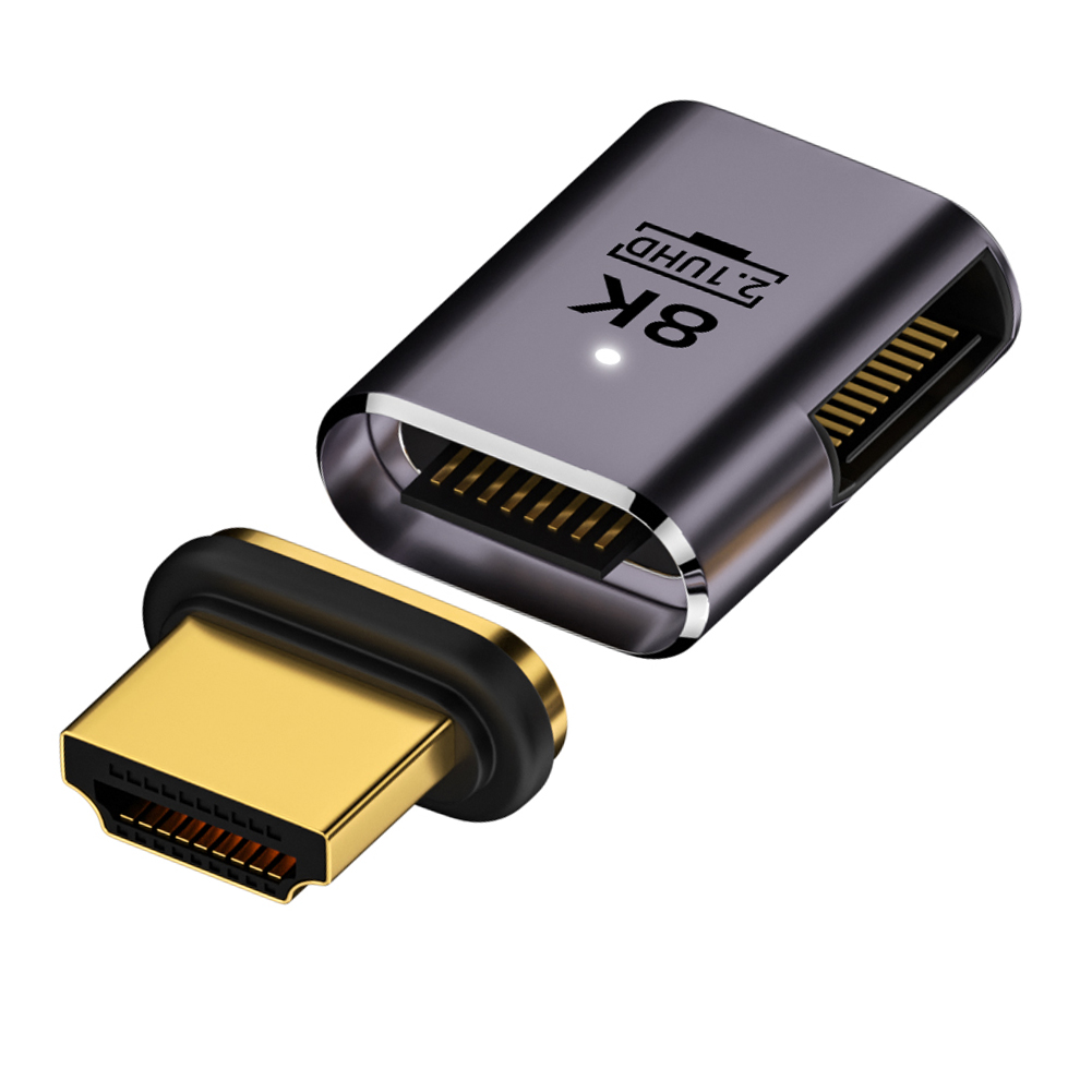 Adaptateur magnétique 2.1, 8K, Compatible HDMI, Extension magnétique, 8K/60Hz, 4K/120Hz, 48Gbps, pour ordinateur portable HDTV: Grey