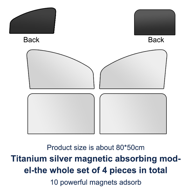 Zonneschermgordijnen voor de zijruit van de auto - Zomerzonbescherming UV-reflecterende magnetische privacyafdekkingen: groen