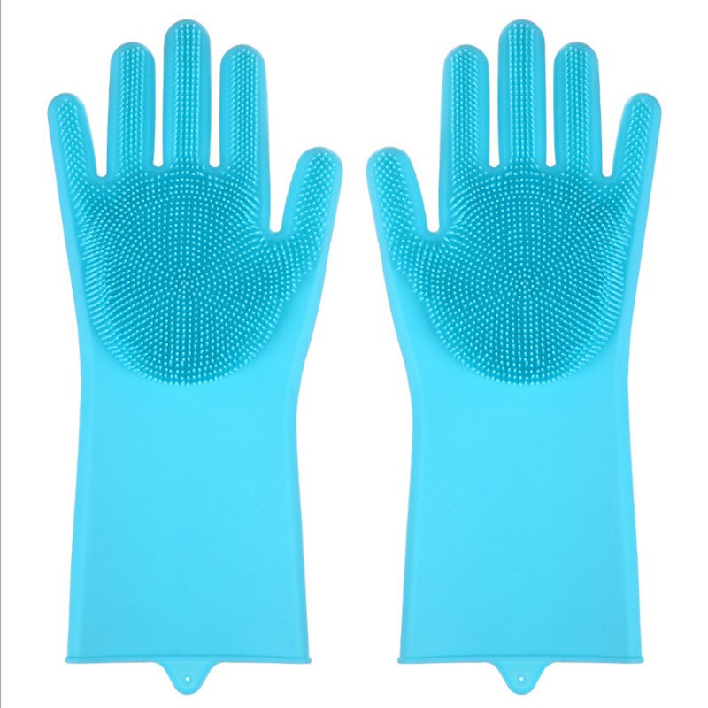 5 color 1/2 pairs Silicone Dishwashing Gloves Magic Multifunction Cleaning Gloves Sponge Rubber Scrub Gloves Kitchen Tool: D-1 pair