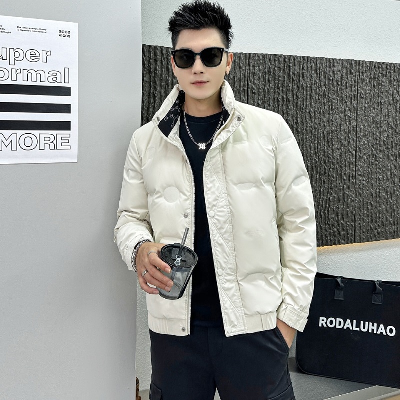 2024 weiße Ente Unten Jacke Männer Wasserdicht lässig Tragbare draussen Leichte Gepolsterte Männliche Mäntel Jacke Herbst Winter: M / Elfenbein