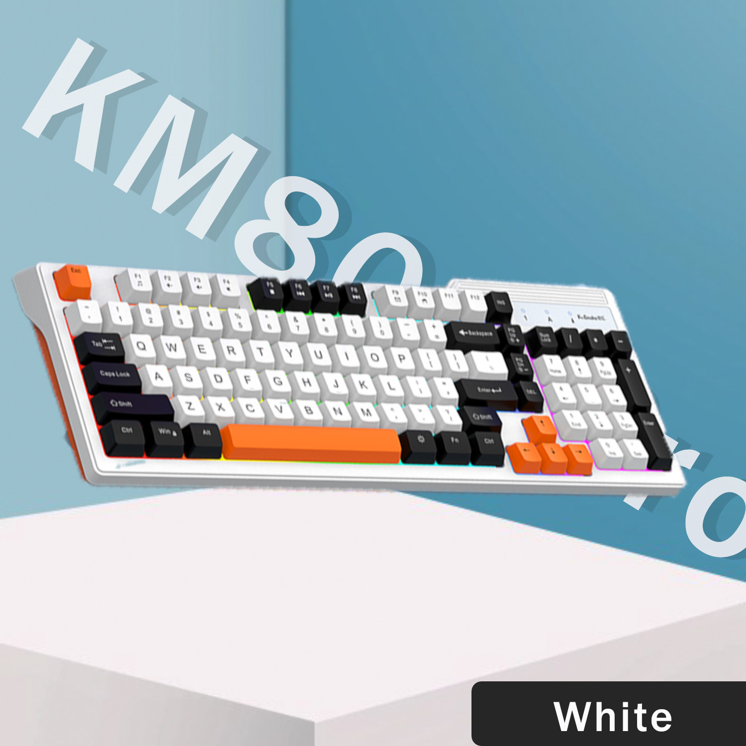 K-snake KM800 Pro wired mechanical feel keyboard and mouse set RGB segmented DPI mecha wind pattern laptop office: WHITE