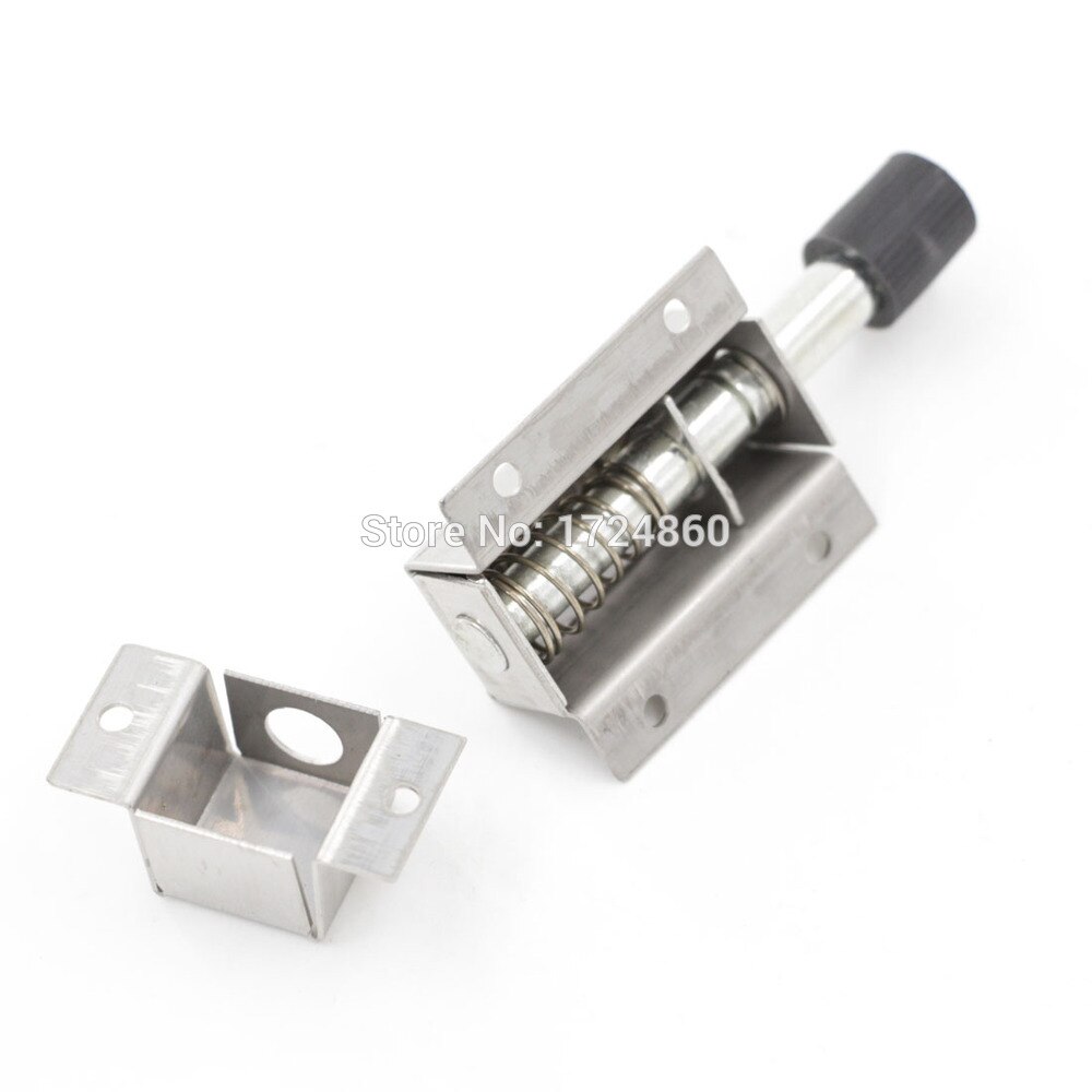2pcs Square Door Bolts Black Silver Tone Spring Loaded Door Security Latch Lock Barrel Bolt