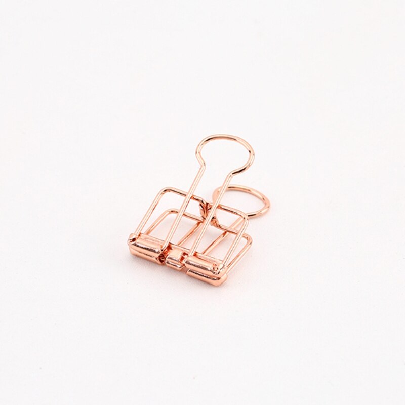 1pcs/lot colorful Folder Metal clips classification paper clips Food packaging clip bookmark: Small Rose Gold