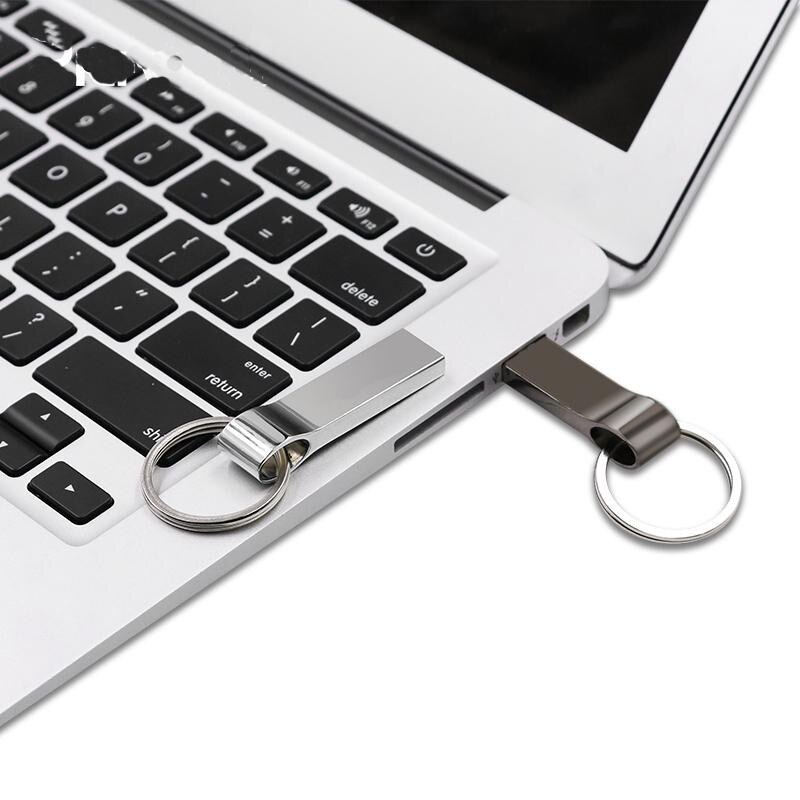 VicSoul USB Flash Drive Metalen Sleutelhanger Vormige USB Stick Memory Stick stick 16G 32G 64G 128G Pen Drive USB 2.0 Sliver