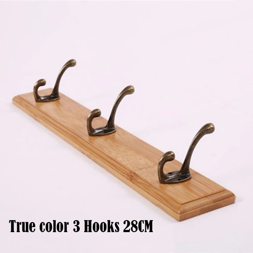 Colgador de pared para puerta de dormitorio, gancho trasero de madera maciza, perchero perforado para ropa, Organizador de armario para decoración del hogar: Chocolate
