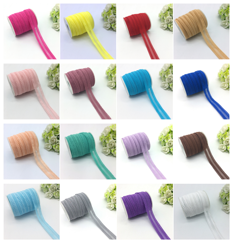 Bande élastique pour cheveux, en Spandex, grille avec dentelle bilatérale noire, 5yards/lot, 5/8 pouces (16mm)