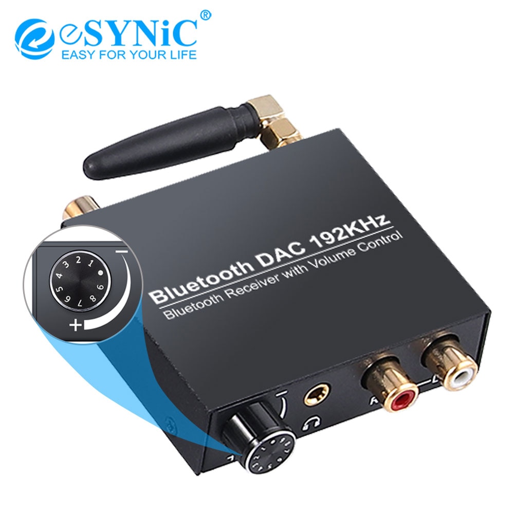 Esynic Bluetooth Digitale Audio Analoog Converter Ondersteuning Volumeregeling Optische Coax Naar Analoog Rca 3.5Mm Dac Adapter Voor pc