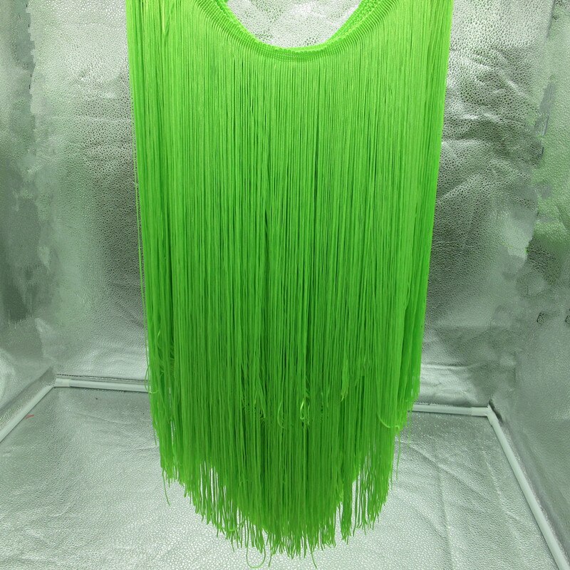 Yy-tesco 1 metrów 100 CM długi koronki Fringe wykończenia poliester Tassel Fringe przycinanie Latin sukienka etap ubrania akcesoria taśma koronkowa: Fluorescent green