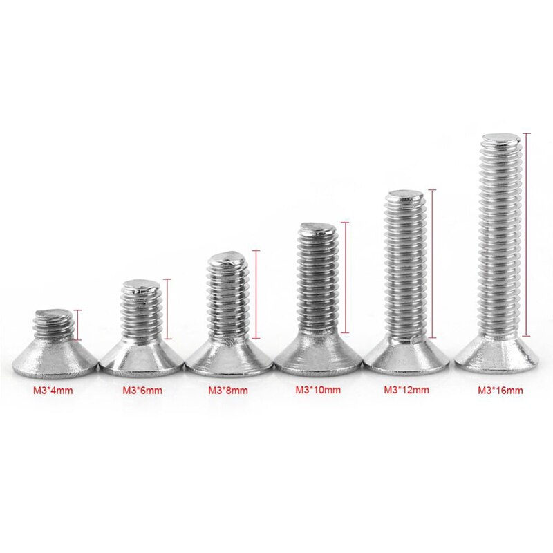 300Pcs Flat Head Hexagon Socket Screw Bolt Nut Matching Tool Fastener Hardware