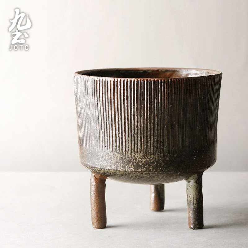 American industrial antique bronze metal flower pot planter: Green Large Size