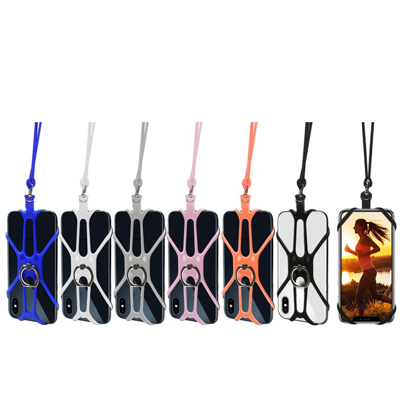 4.7-6.5in Universal Siliconen Mobiele Telefoon Lanyard Houder Case Cover Telefoon Neck Strap Ketting Sling Voor Smart Mobiele Telefoon lanyard