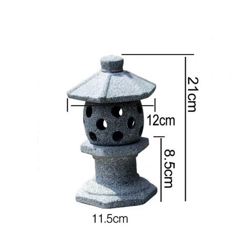 Dekorationsprodukter gårdhave japansk keramik imiteret sten lampe ornamenter imitation marmor rød ler japansk havelanterne: D 21cm
